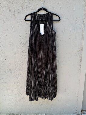 Hatch Black Maxi Dress with White Polka Dots